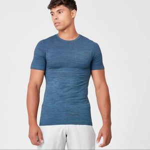 Mens Myprotein Seamless Gym Workout Bodybuilding Slim T-Shirt Petrol Blue Size M